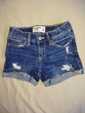 abercrombie kids Dark Blue Distressed Denim Shorts 5/6